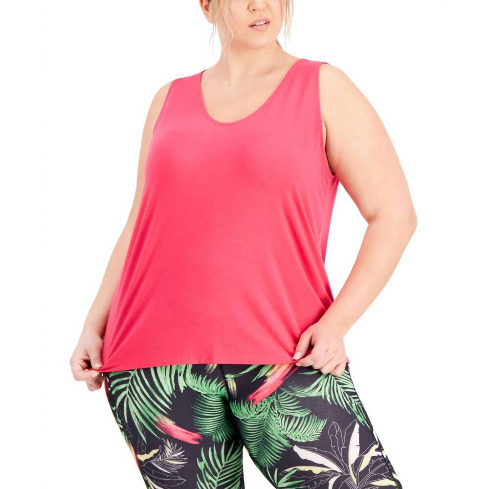 NEW IDEOLOGY activewear plus size tank top in flamenco pink